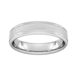 08309284 - 5mm Traditional Court Heavy Matt Centre With Grooves Wedding Ring In 9 Carat White Gold
