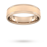 Goldsmiths 5mm Traditional Court Heavy Matt Centre With Grooves Wedding Ring In 18 Carat Rose Gold