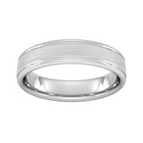 Goldsmiths 5mm Traditional Court Heavy Matt Centre With Grooves Wedding Ring In 950 Palladium