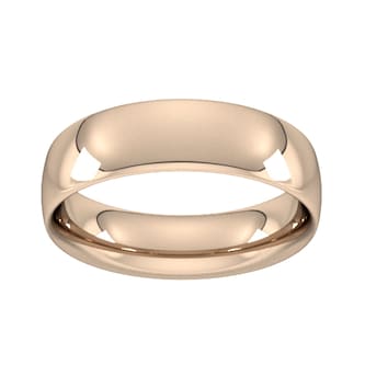 Goldsmiths 6mm Traditional Court Heavy Wedding Ring In 18 Carat Rose Gold
