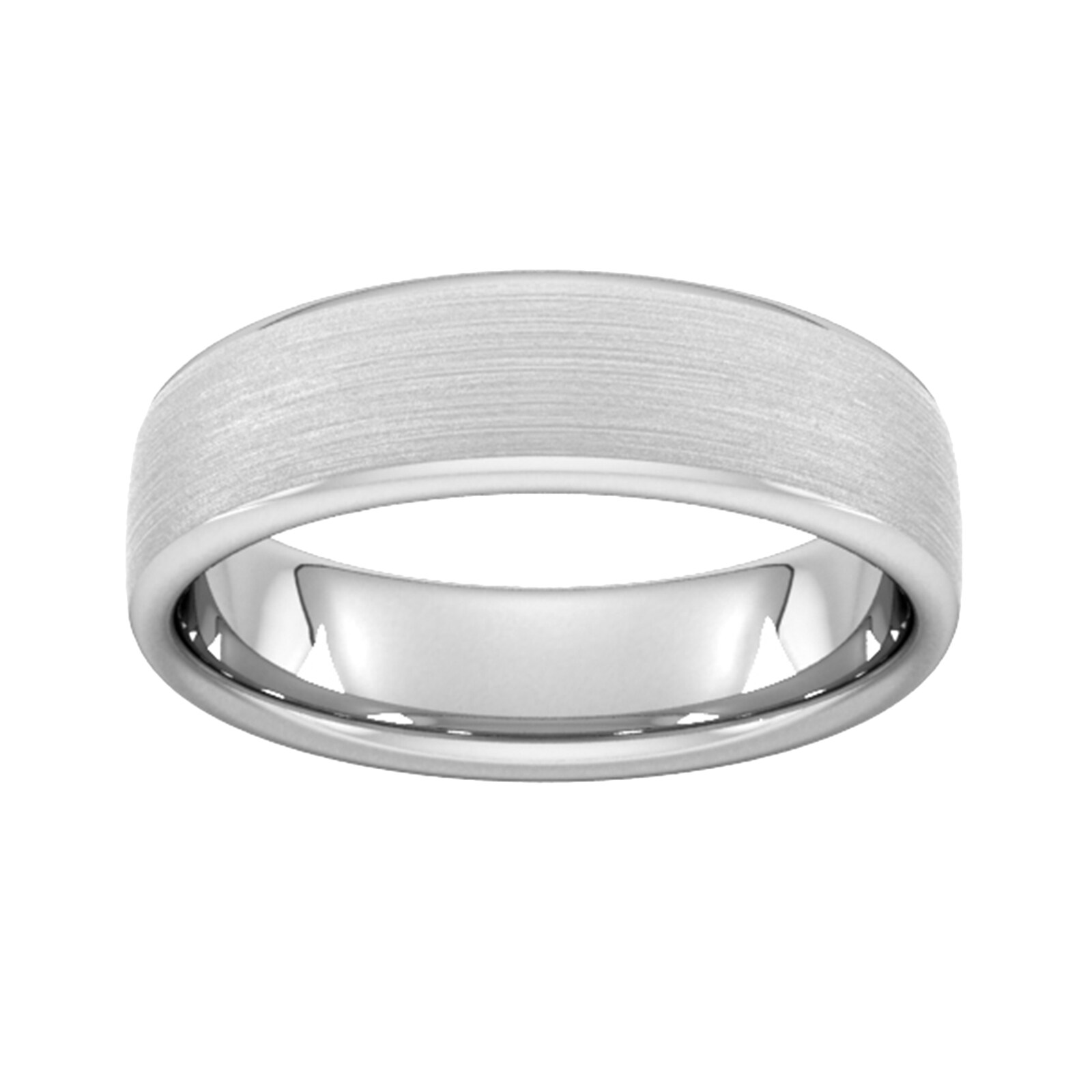 6mm Traditional Court Heavy Matt Finished Wedding Ring In 9 Carat White Gold - Ring Size G