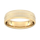 Goldsmiths 6mm Traditional Court Heavy Centre Groove With Chamfered Edge Wedding Ring In 9 Carat Yellow Gold - Ring Size S