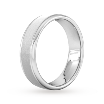Goldsmiths 6mm Traditional Court Heavy Matt Centre With Grooves Wedding Ring In 9 Carat White Gold