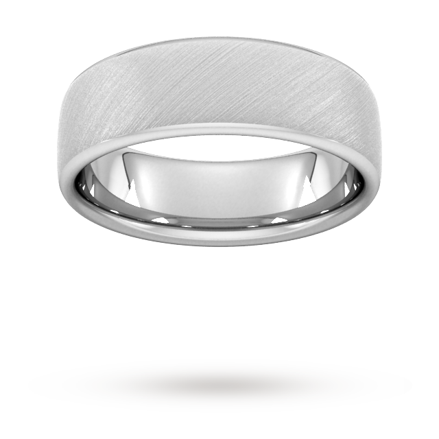 Goldsmiths 7mm Traditional Court Heavy Diagonal Matt Finish Wedding Ring In 950 Palladium Goldsmiths 7mm Traditional Court Heavy Diagonal Matt Finish Wedding Ring In 950 Palladium