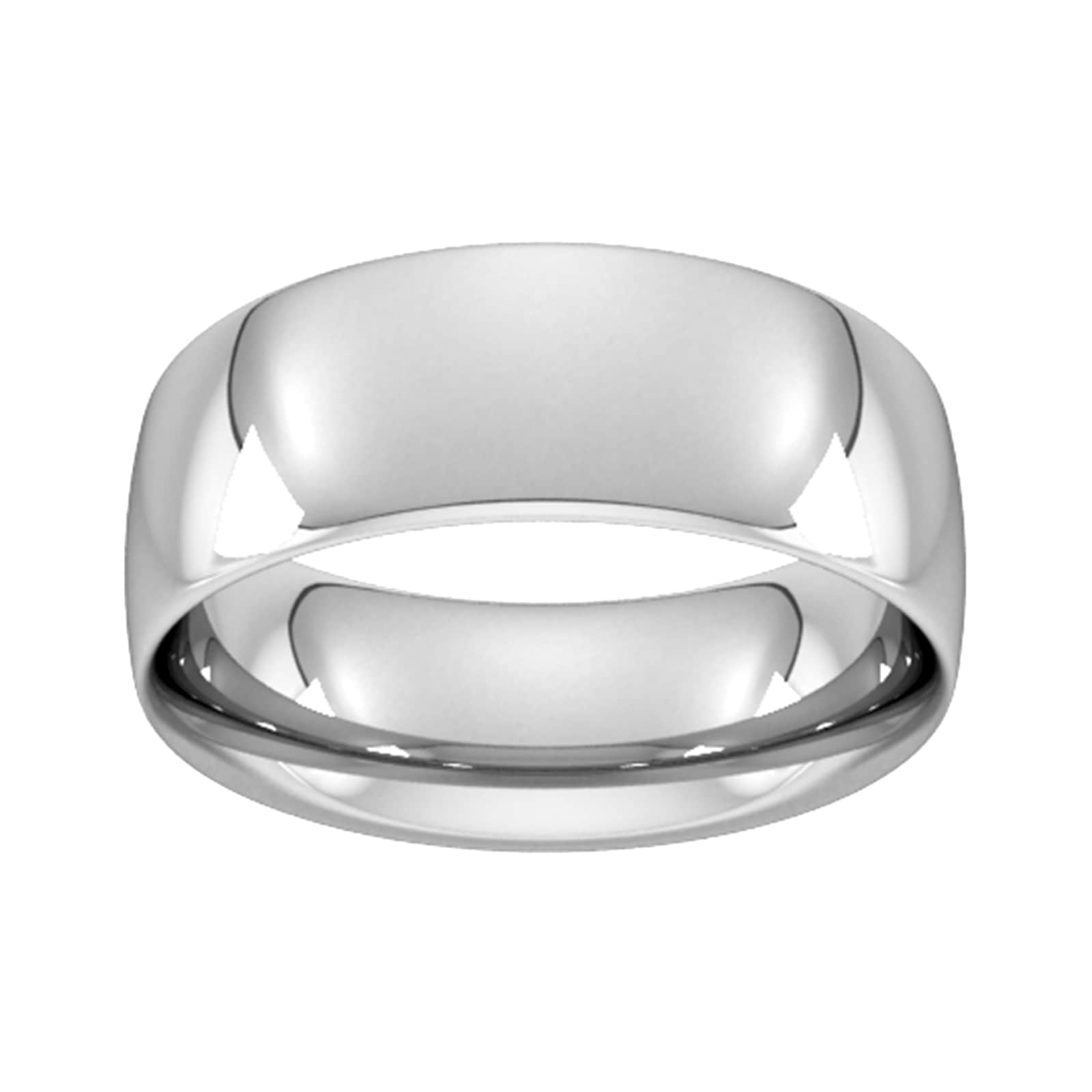 8mm Traditional Court Heavy Wedding Ring In 18 Carat White Gold - Ring Size I