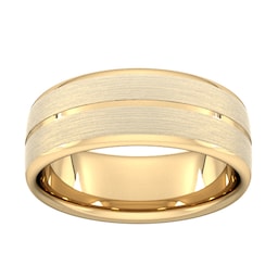 08309536 - 8mm Traditional Court Heavy Centre Groove With Chamfered Edge Wedding Ring In 9 Carat Yellow Gold