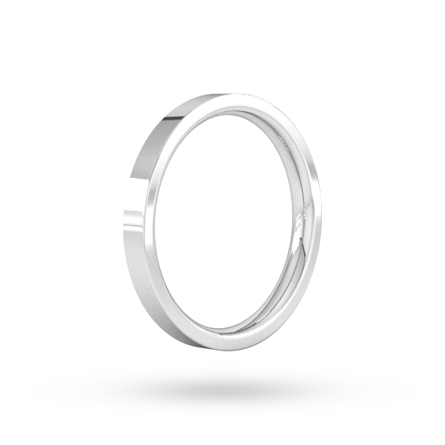 Goldsmiths 2.5mm Flat Court Heavy Wedding Ring In 9 Carat White Gold - Ring Size P