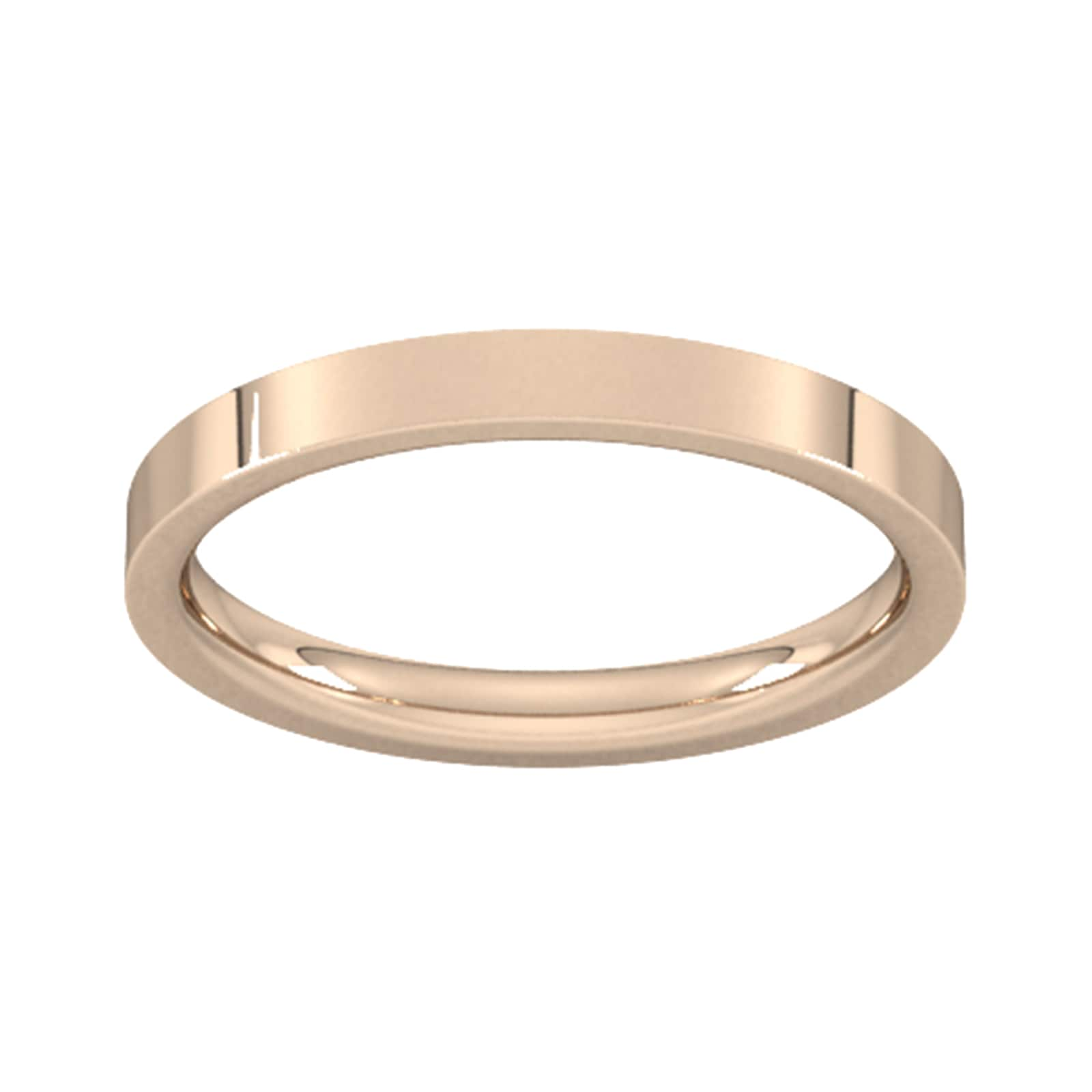 2.5mm Flat Court Heavy Wedding Ring In 9 Carat Rose Gold - Ring Size U