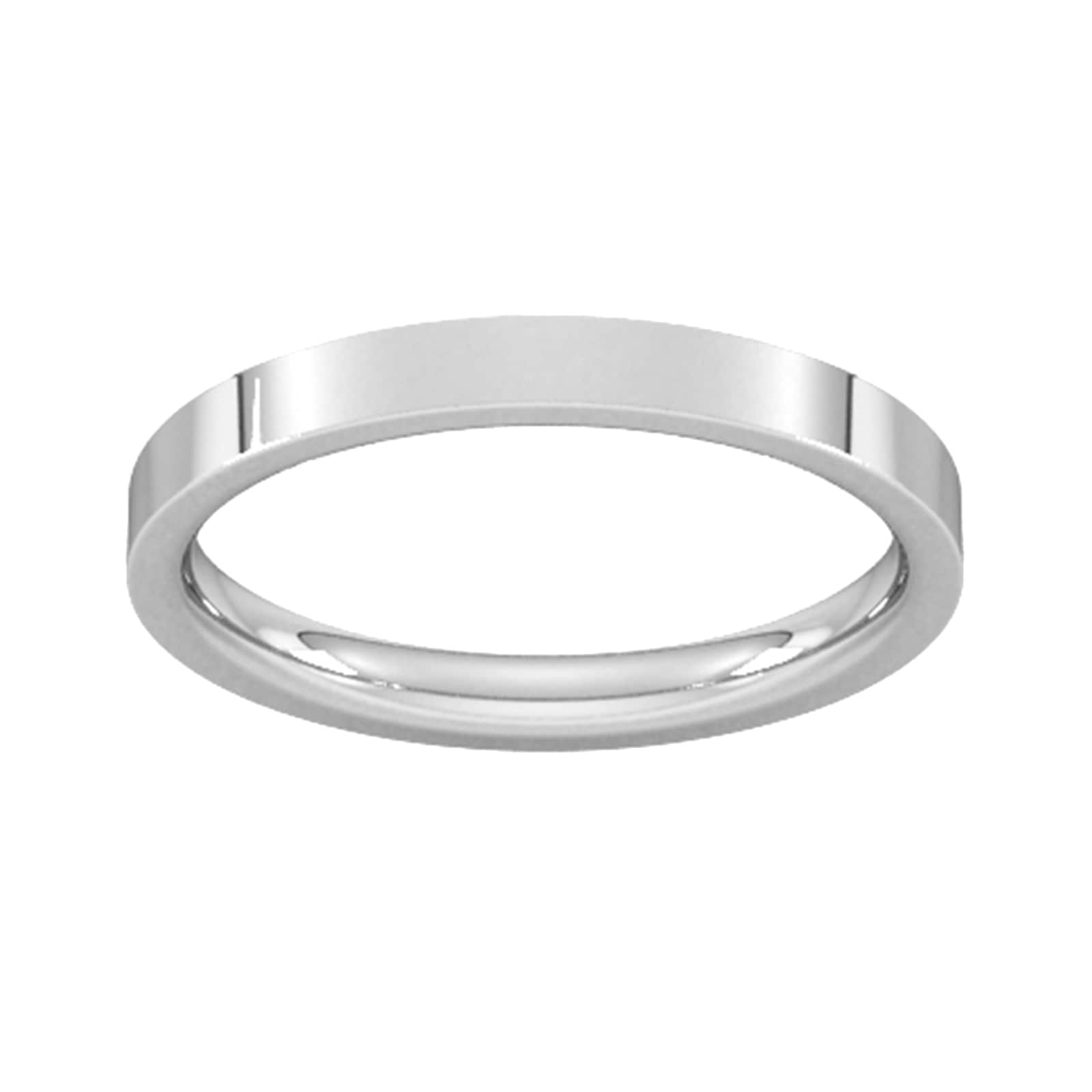 2.5mm Flat Court Heavy Wedding Ring In 18 Carat White Gold - Ring Size R