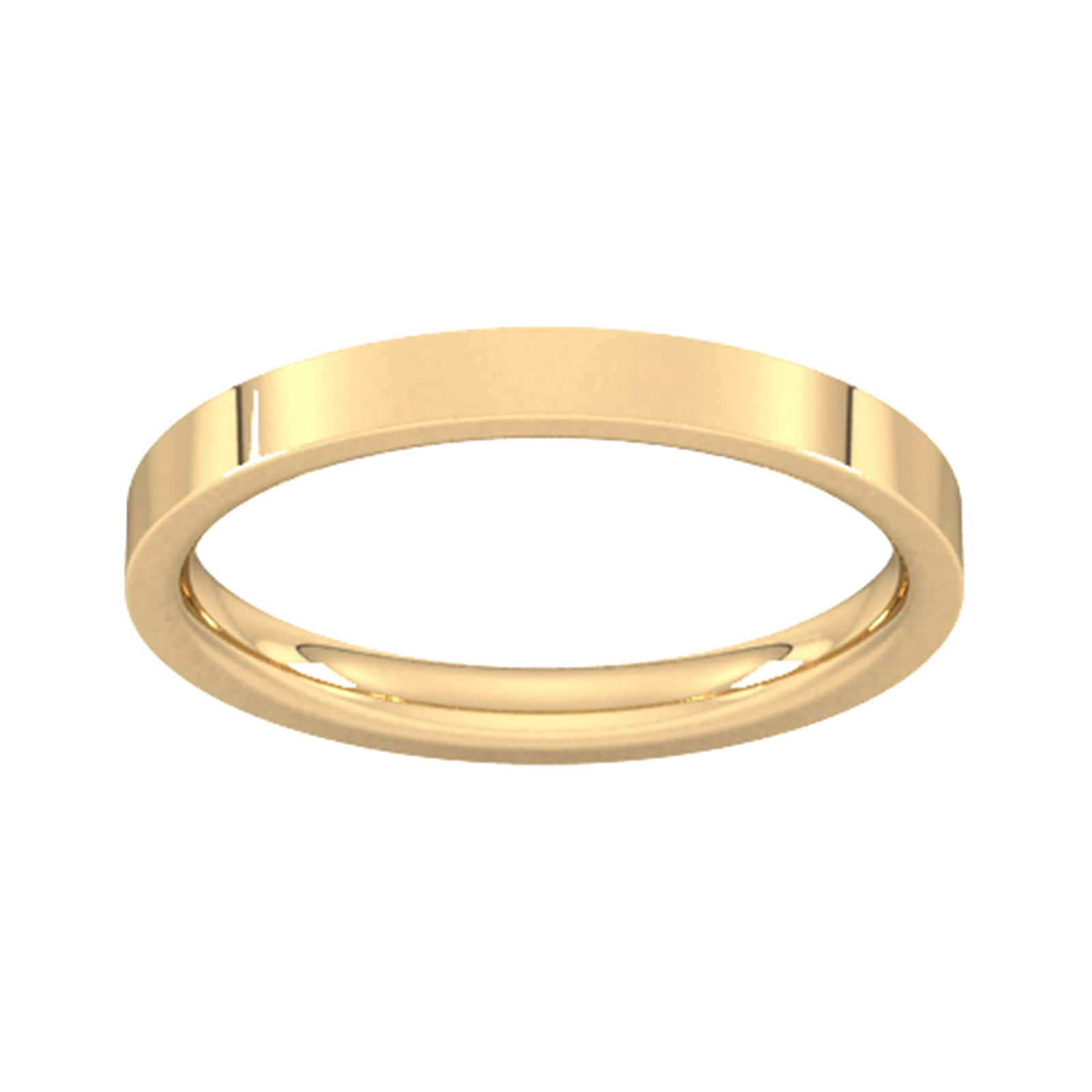 2.5mm Flat Court Heavy Wedding Ring In 18 Carat Yellow Gold - Ring Size M