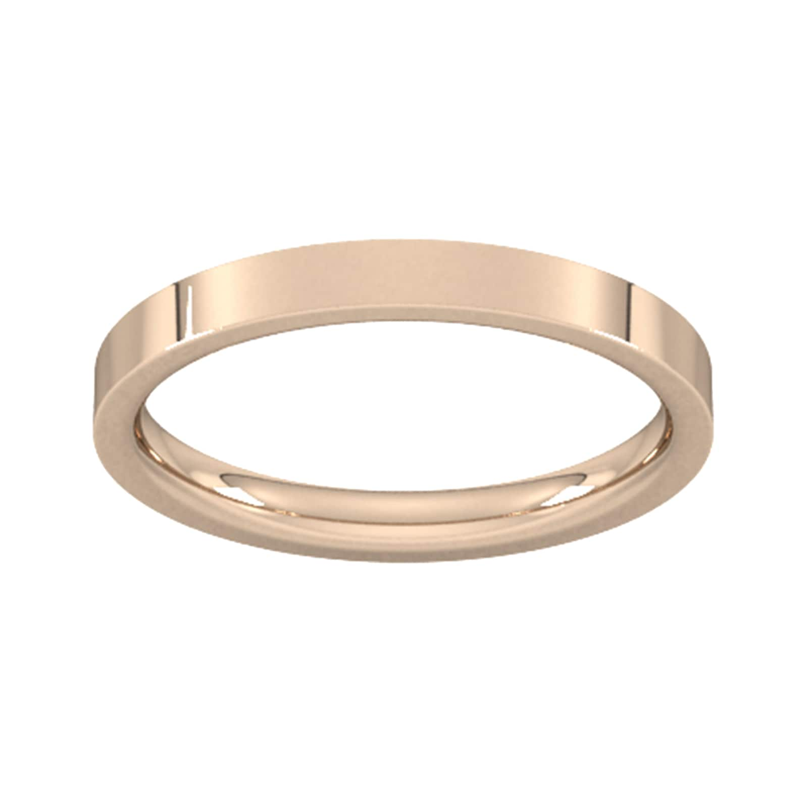 2.5mm Flat Court Heavy Wedding Ring In 18 Carat Rose Gold - Ring Size U