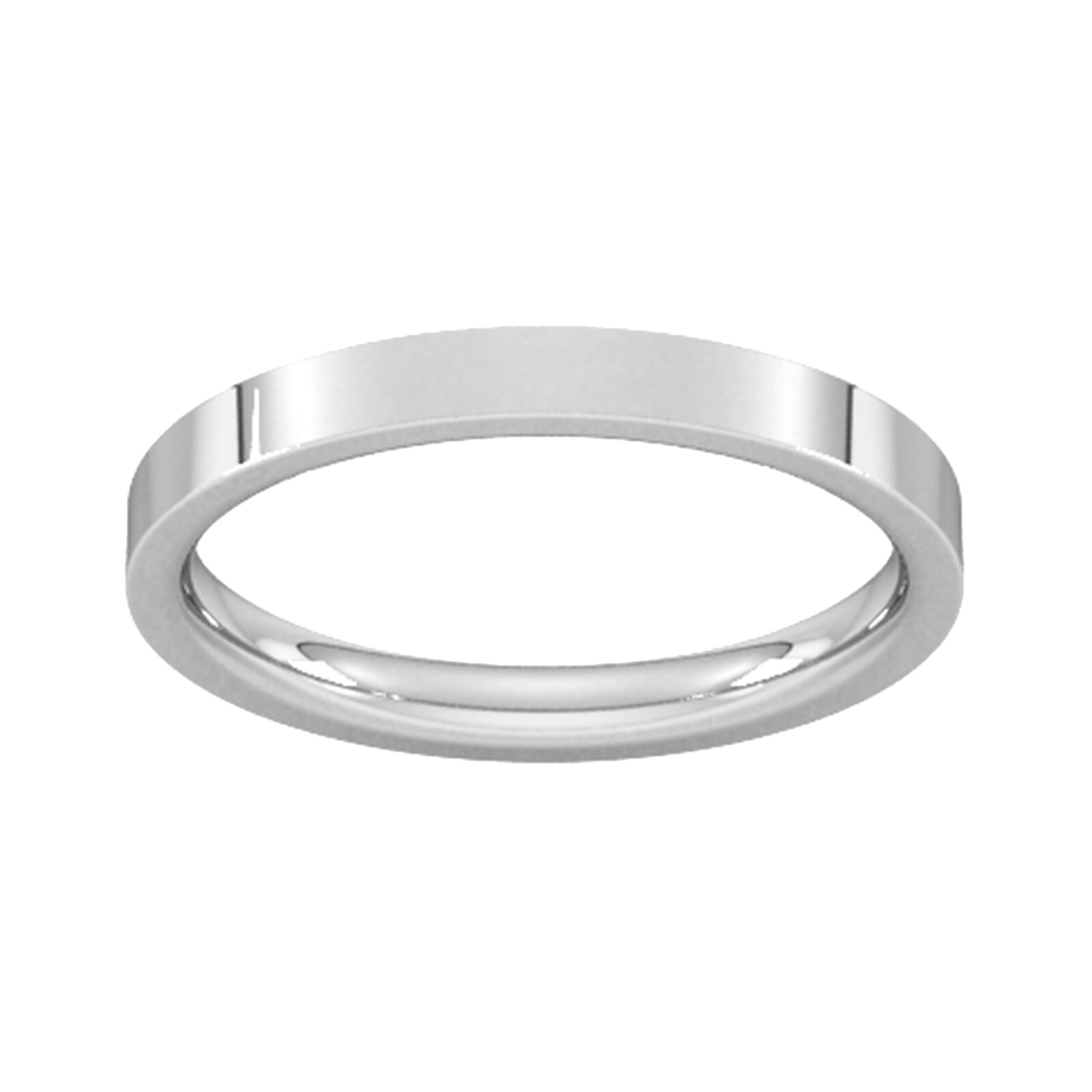 2.5mm Flat Court Heavy Wedding Ring In Sterling Silver - Ring Size L