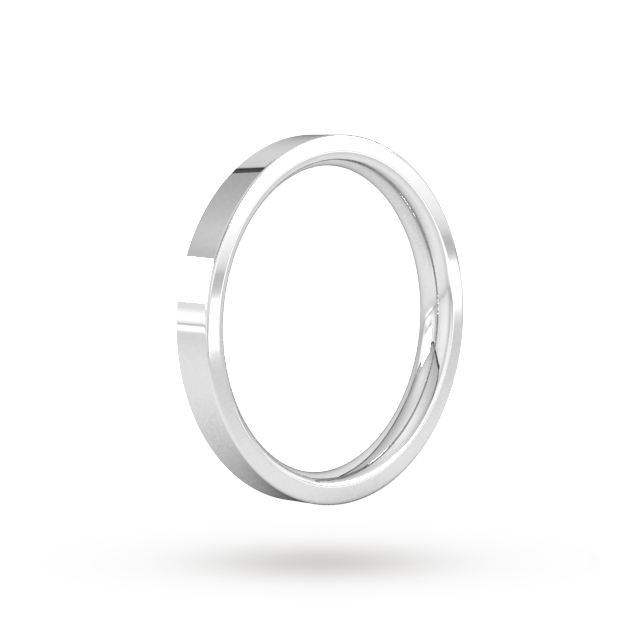 Goldsmiths 2.5mm Flat Court Heavy Wedding Ring In Sterling Silver - Ring Size K