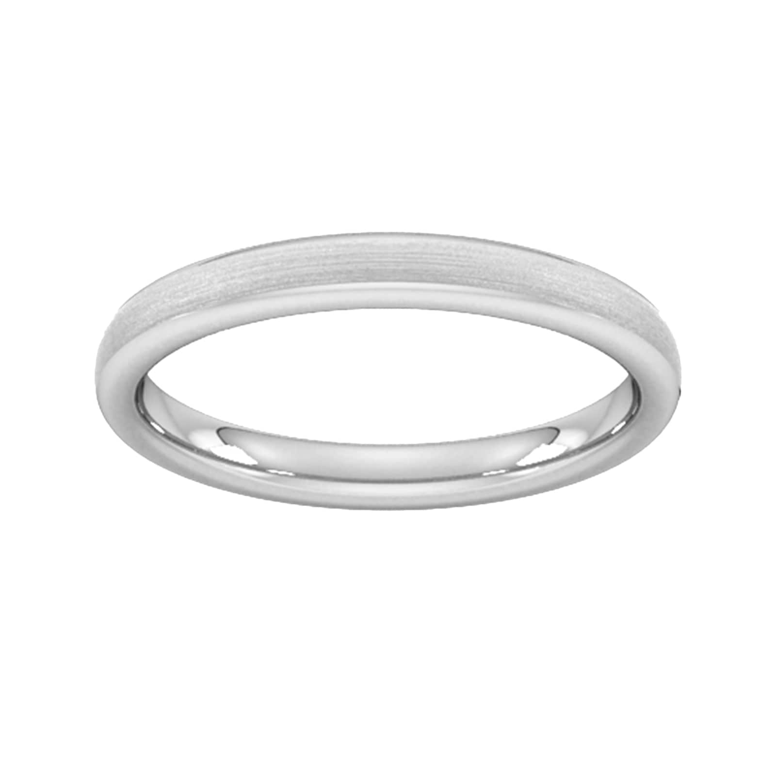 2.5mm Flat Court Heavy Matt Finished Wedding Ring In 9 Carat White Gold - Ring Size N