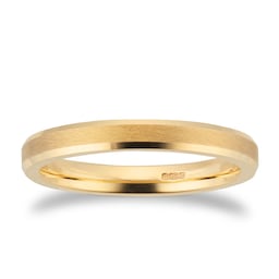 08309617 - 2.5mm Flat Court Heavy Polished Chamfered Edges With Matt Centre Wedding Ring In 9 Carat Yellow Gold