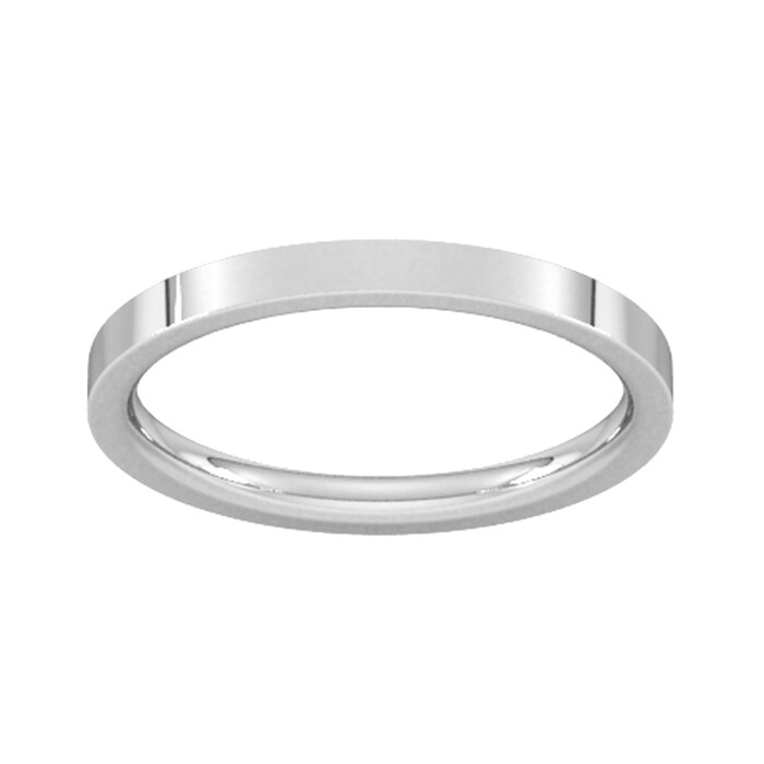 Goldsmiths 2mm Flat Court Heavy Wedding Ring In 9 Carat White Gold - Ring Size L