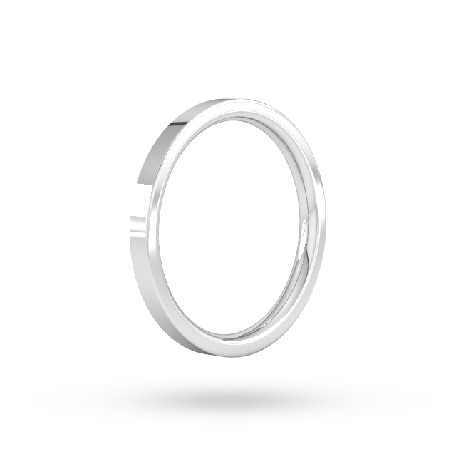Goldsmiths 2mm Flat Court Heavy Wedding Ring In 9 Carat White Gold - Ring Size J