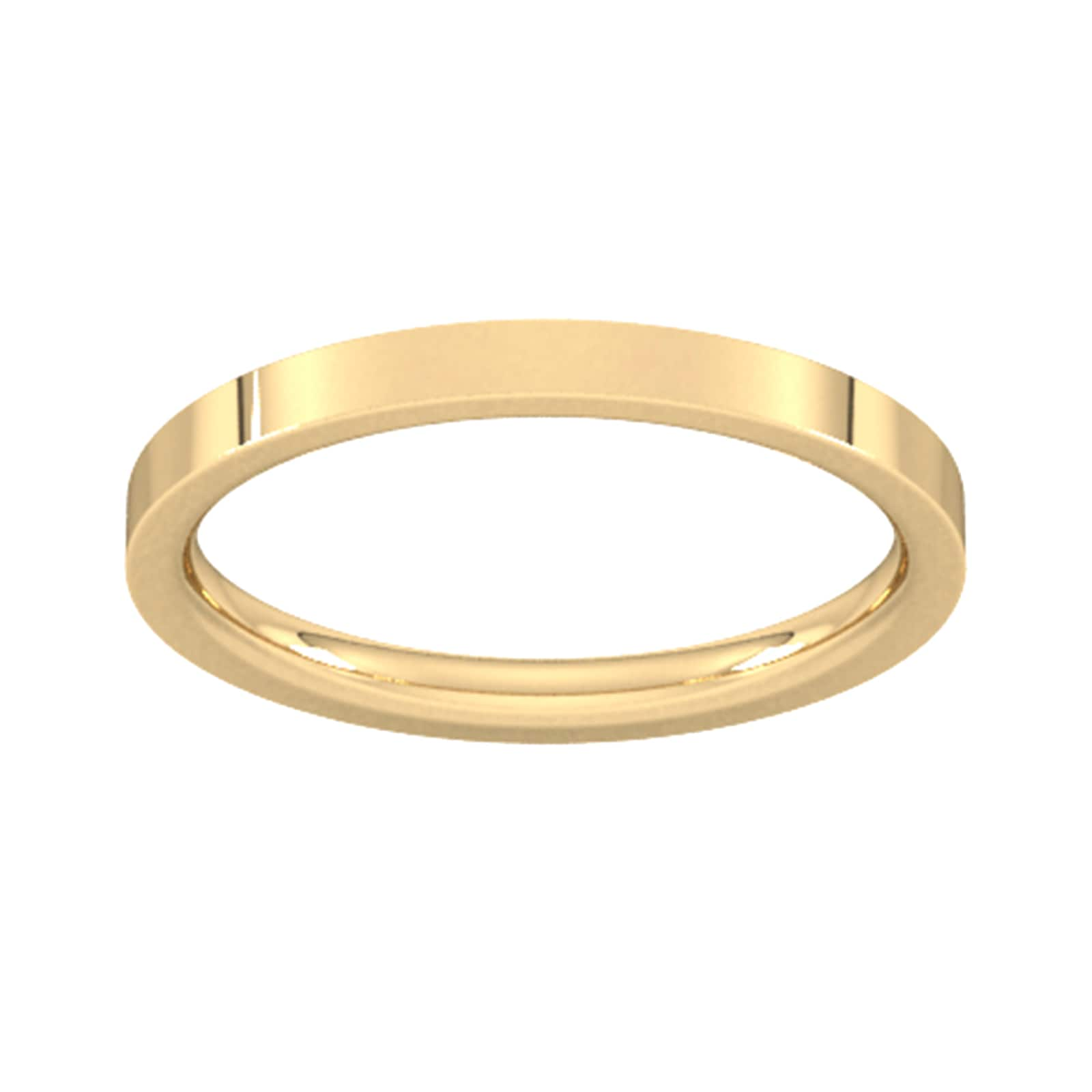 2mm Flat Court Heavy Wedding Ring In 9 Carat Yellow Gold - Ring Size I