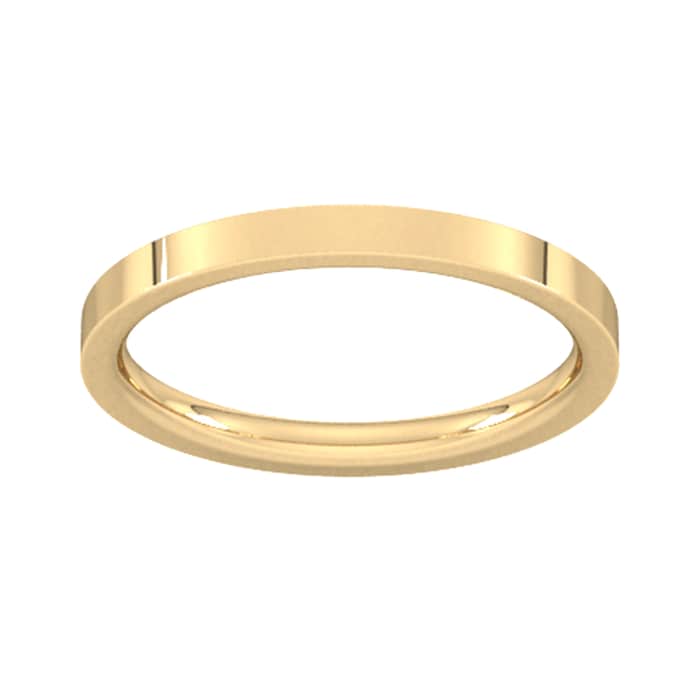 Goldsmiths 2mm Flat Court Heavy Wedding Ring In 9 Carat Yellow Gold - Ring Size K