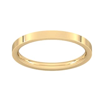 Goldsmiths 2mm Flat Court Heavy Wedding Ring In 9 Carat Yellow Gold