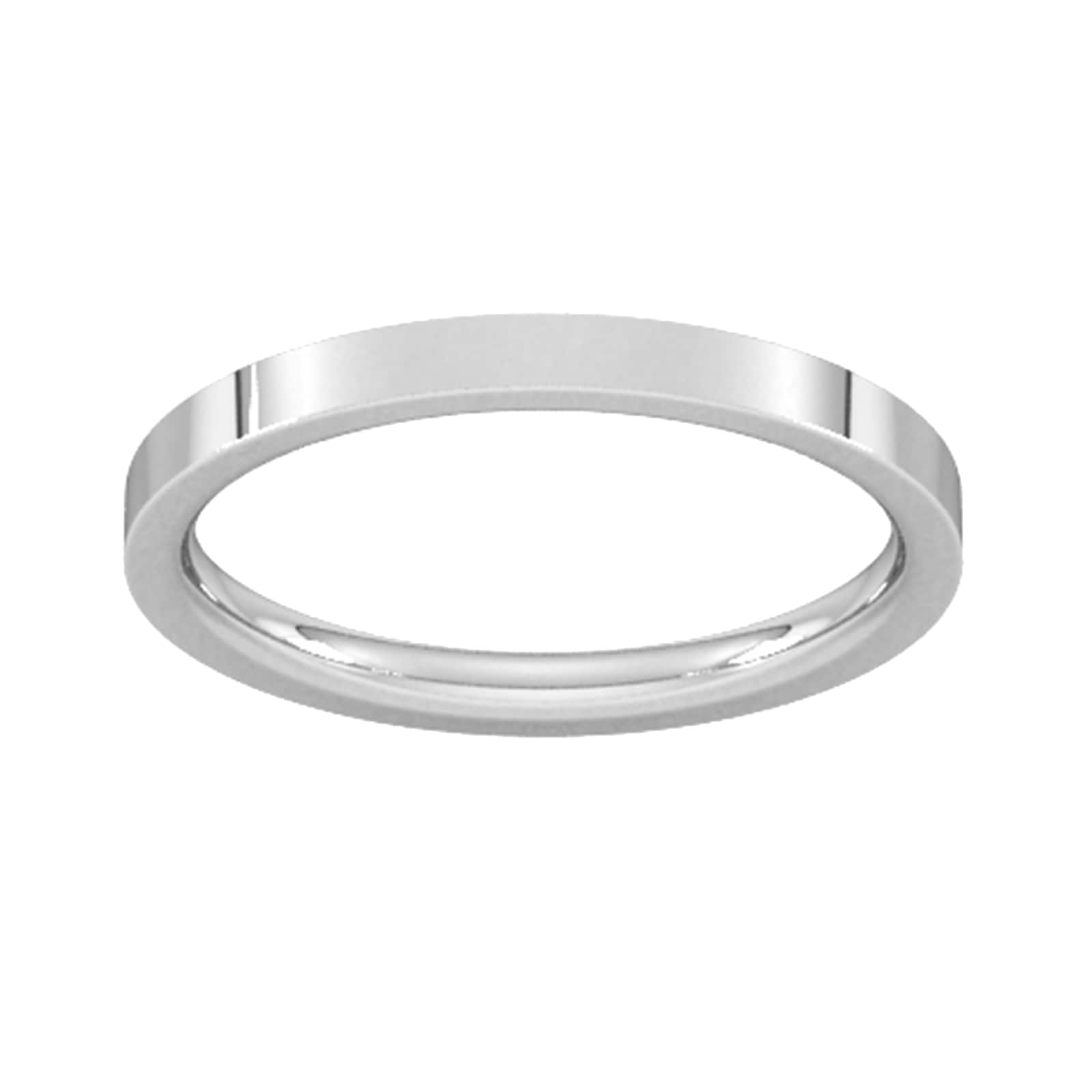 2mm Flat Court Heavy Wedding Ring In 18 Carat White Gold - Ring Size H