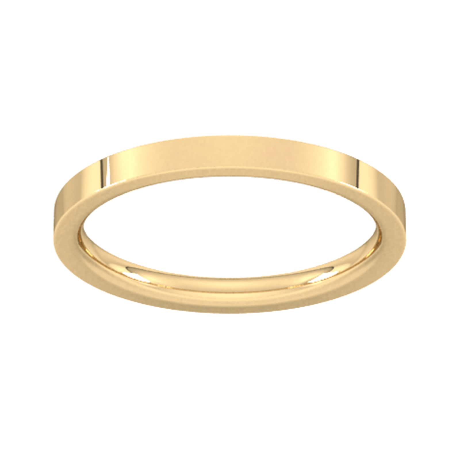 2mm Flat Court Heavy Wedding Ring In 18 Carat Yellow Gold - Ring Size V