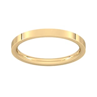 Goldsmiths 2mm Flat Court Heavy Wedding Ring In 18 Carat Yellow Gold