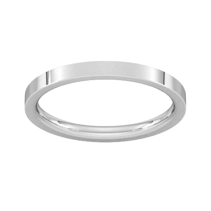 Goldsmiths 2mm Flat Court Heavy Wedding Ring In Sterling Silver - Ring Size K