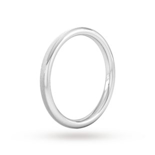 Goldsmiths 2mm Flat Court Heavy Matt Centre With Grooves Wedding Ring In 18 Carat White Gold