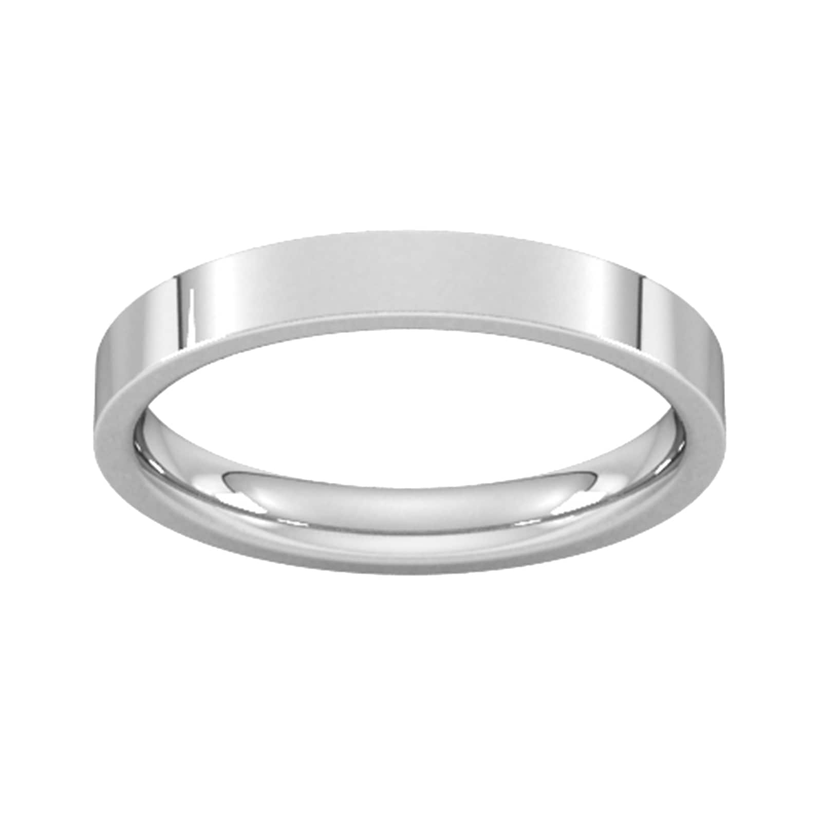 3mm Flat Court Heavy Wedding Ring In 9 Carat White Gold - Ring Size H