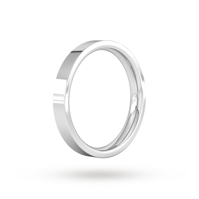 Goldsmiths 3mm Flat Court Heavy Wedding Ring In 9 Carat White Gold - Ring Size O