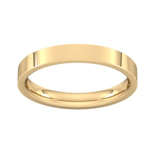 Goldsmiths 3mm Flat Court Heavy Wedding Ring In 9 Carat Yellow Gold