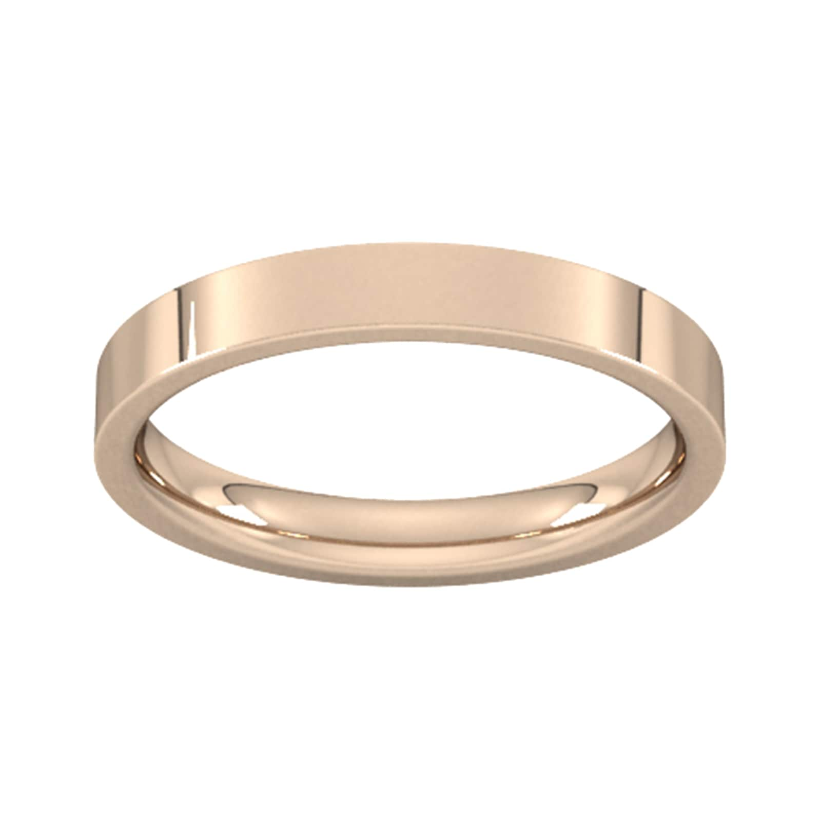 3mm Flat Court Heavy Wedding Ring In 9 Carat Rose Gold - Ring Size O