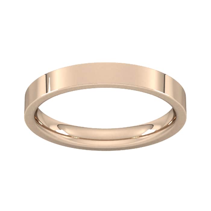Goldsmiths 3mm Flat Court Heavy Wedding Ring In 9 Carat Rose Gold - Ring Size J