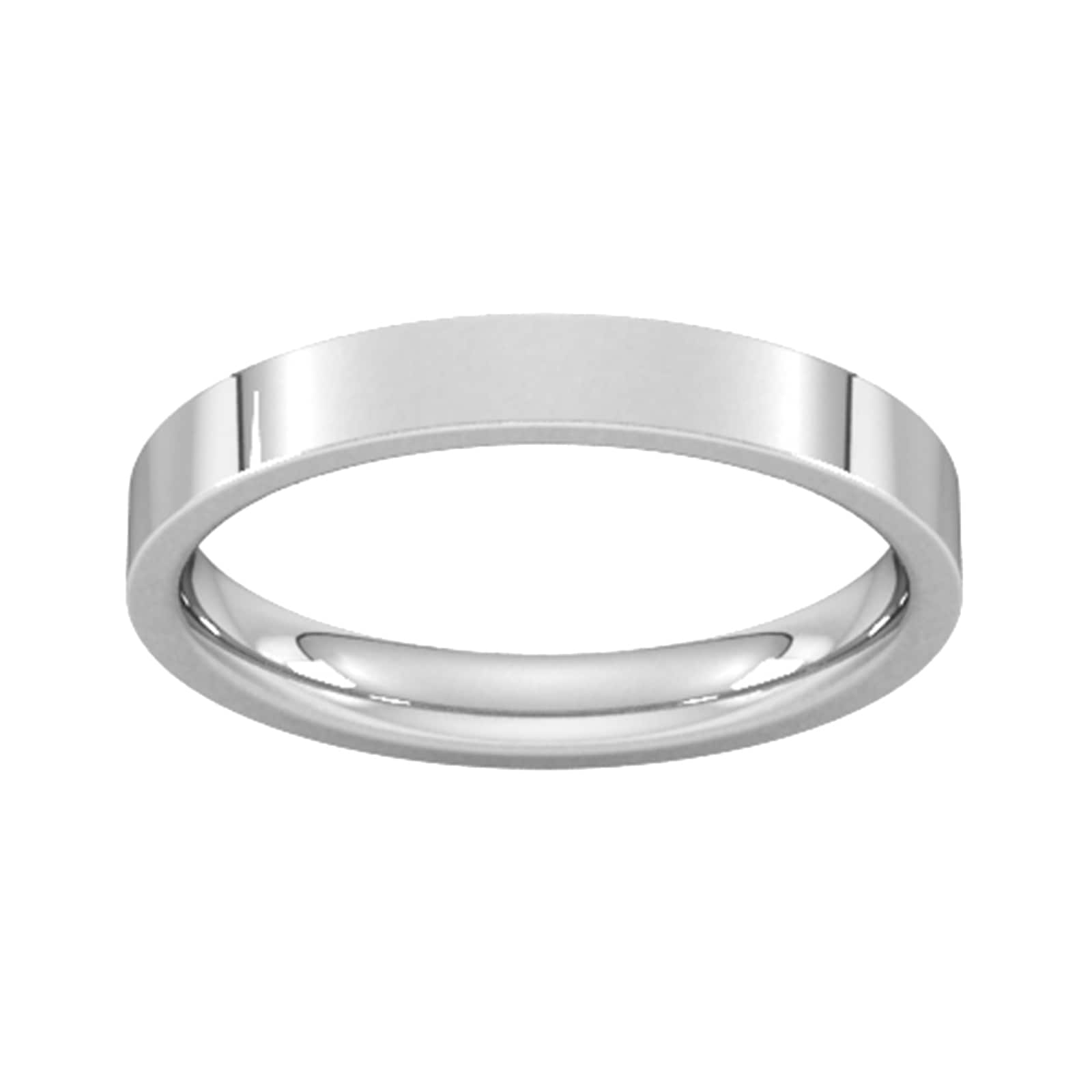 3mm Flat Court Heavy Wedding Ring In 18 Carat White Gold - Ring Size S
