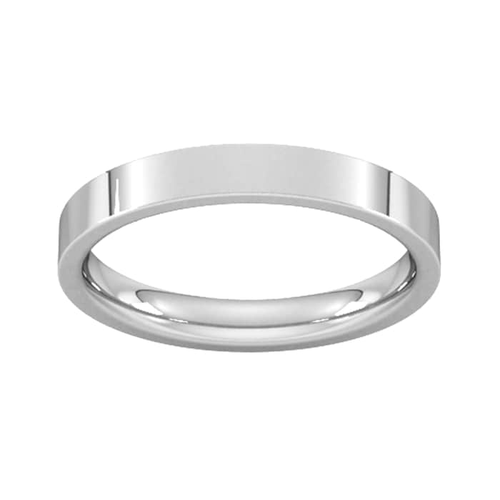 Goldsmiths 3mm Flat Court Heavy Wedding Ring In 18 Carat White Gold - Ring Size J