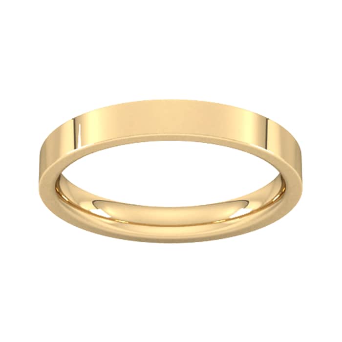 Goldsmiths 3mm Flat Court Heavy Wedding Ring In 18 Carat Yellow Gold - Ring Size J