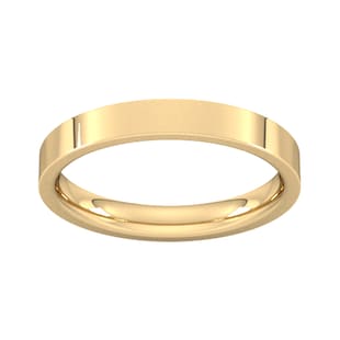 Goldsmiths 3mm Flat Court Heavy Wedding Ring In 18 Carat Yellow Gold
