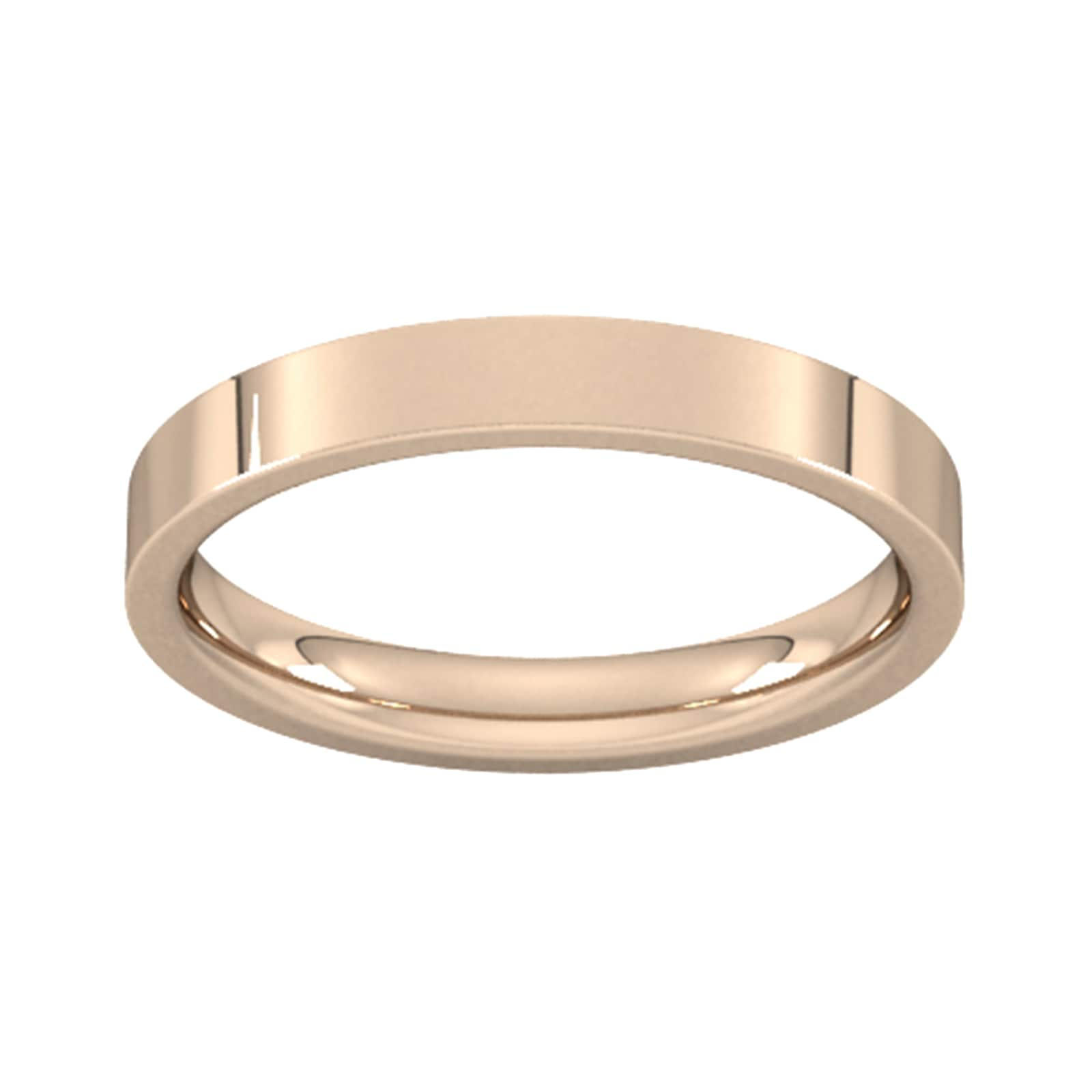 3mm Flat Court Heavy Wedding Ring In 18 Carat Rose Gold - Ring Size P