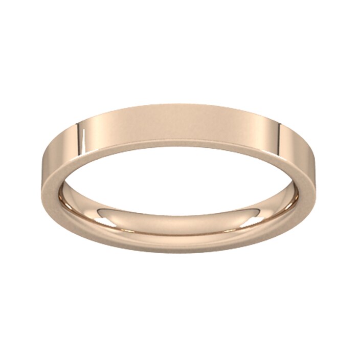 Goldsmiths 3mm Flat Court Heavy Wedding Ring In 18 Carat Rose Gold