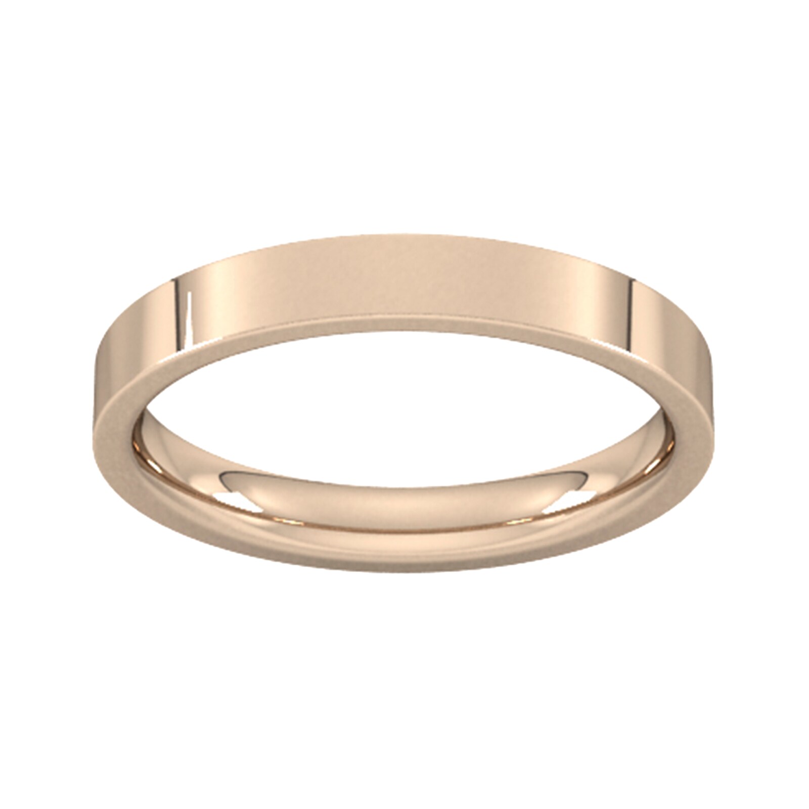 Goldsmiths 3mm Flat Court Heavy Wedding Ring In 18 Carat Rose Gold