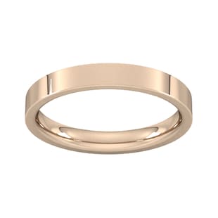 Goldsmiths 3mm Flat Court Heavy Wedding Ring In 18 Carat Rose Gold
