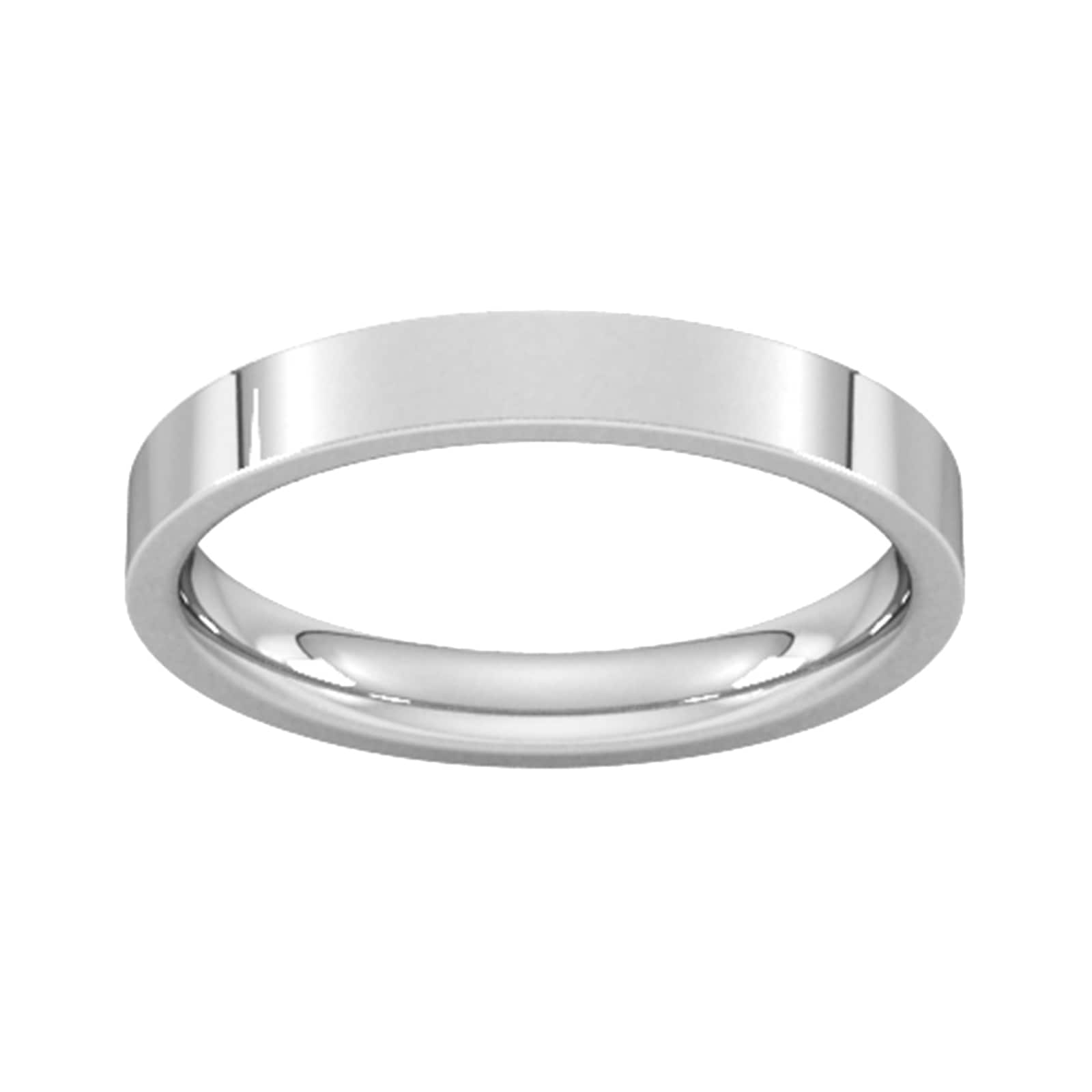 3mm Flat Court Heavy Wedding Ring In 950 Palladium - Ring Size S