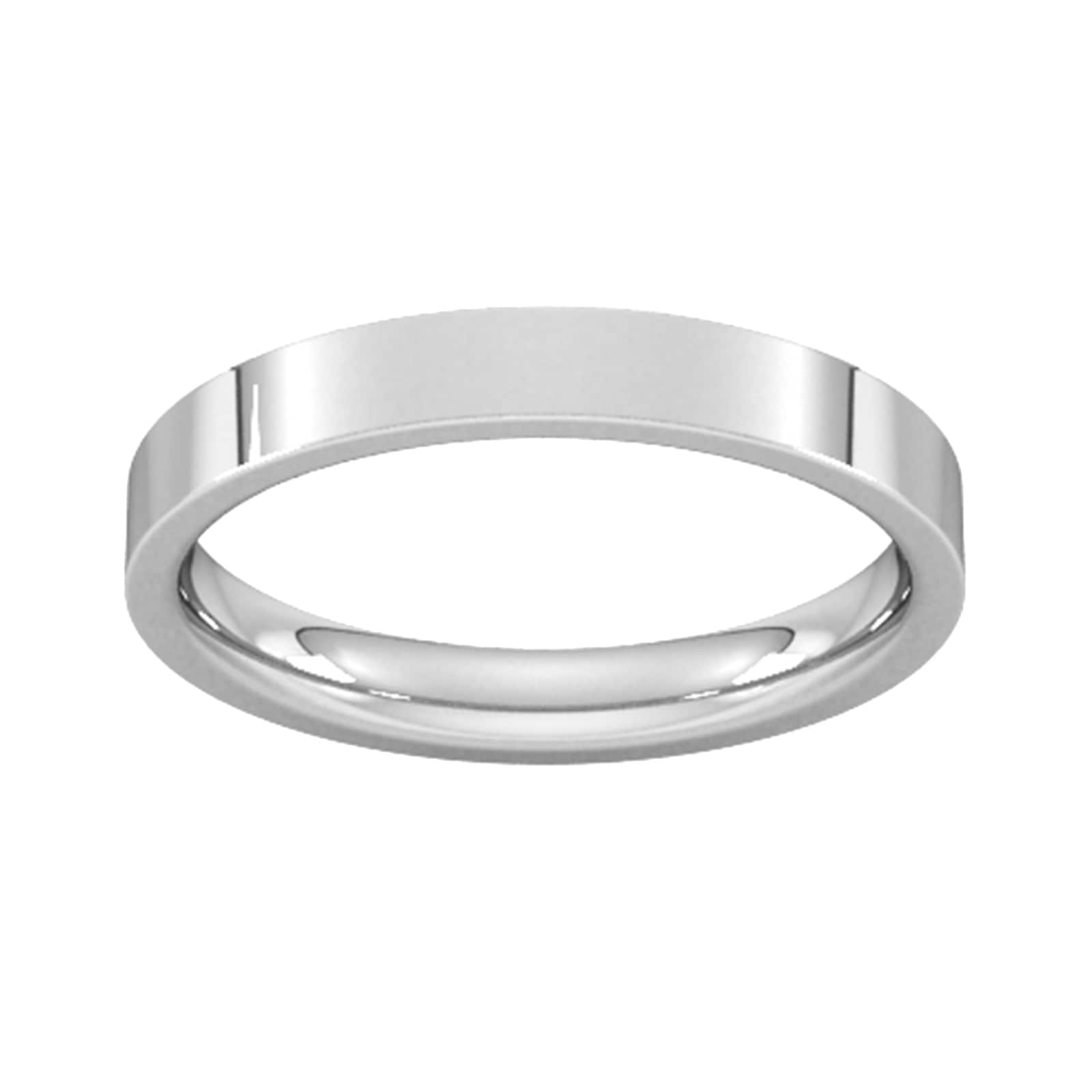 3mm Flat Court Heavy Wedding Ring In Sterling Silver - Ring Size Q