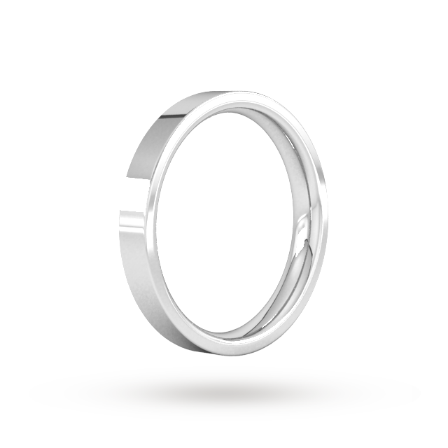 Goldsmiths 3mm Flat Court Heavy Wedding Ring In Sterling Silver