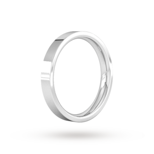 Goldsmiths 3mm Flat Court Heavy Wedding Ring In Sterling Silver
