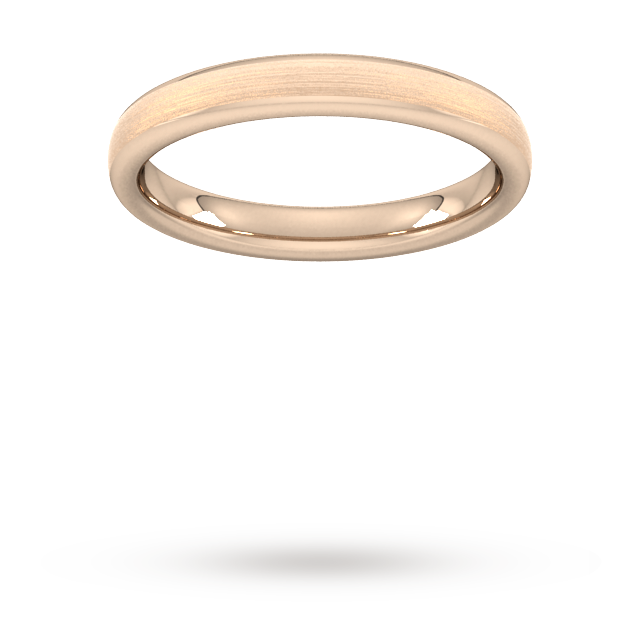 Goldsmiths 3mm Flat Court Heavy Matt Finished Wedding Ring In 9 Carat Rose Gold - Ring Size S