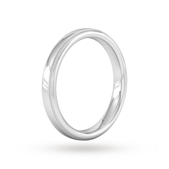 Goldsmiths 3mm Flat Court Heavy Milgrain Edge Wedding Ring In 9 Carat White Gold