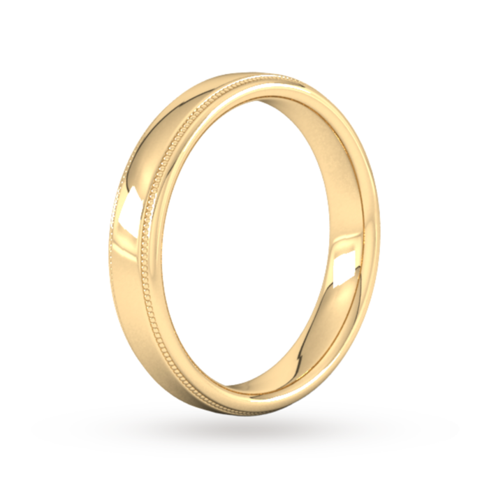 Goldsmiths 3mm Flat Court Heavy Milgrain Edge Wedding Ring In 9 Carat Yellow Gold