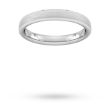 Goldsmiths 3mm Flat Court Heavy Polished Chamfered Edges With Matt Centre Wedding Ring In 9 Carat White Gold